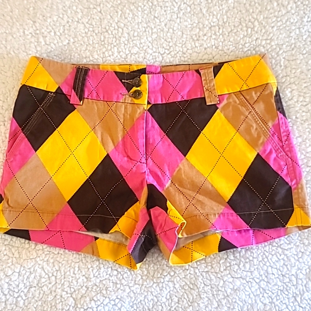 LoudMouth Women's Golf Mini Shorts Cupcakes Pink Argyle 4